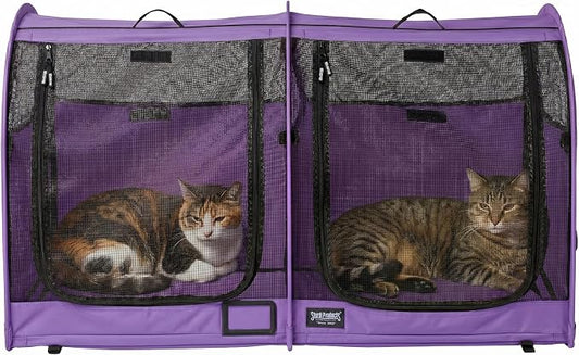 STURDI Small Cargo Pop-Up Pet Kennel, Double Compartment | Collapsible Travel Pet Crate for Cats & Dogs | Easy to Fold with Portable Carry Bag