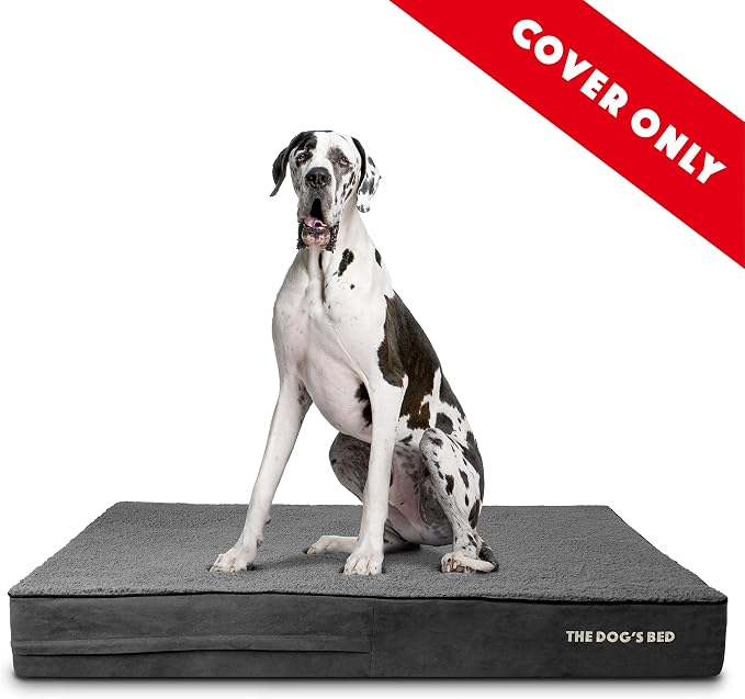 The Dog’s Bed Replacement Outer Cover, Plush Fabric, Grey Plush, XXL, 6-Inch