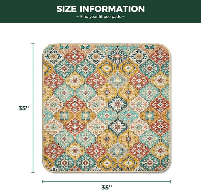 FXW Washable Pee Pads for Dogs, Puppy Pads with Super Absorbent, Specifically Designed for FXW Rollick/Homeplus Dog Playpen, 35" Square, Beige Gourd, 2 Packs