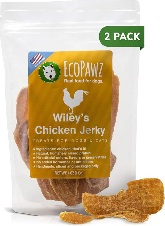 Wiley's Chicken Jerky Pet Treats | Grain Free Dog Jerky Treats Made in USA | All Natural Pet Treats for Dogs | Chicken Dog Treats (Chicken, 2-Pack 4 oz.)