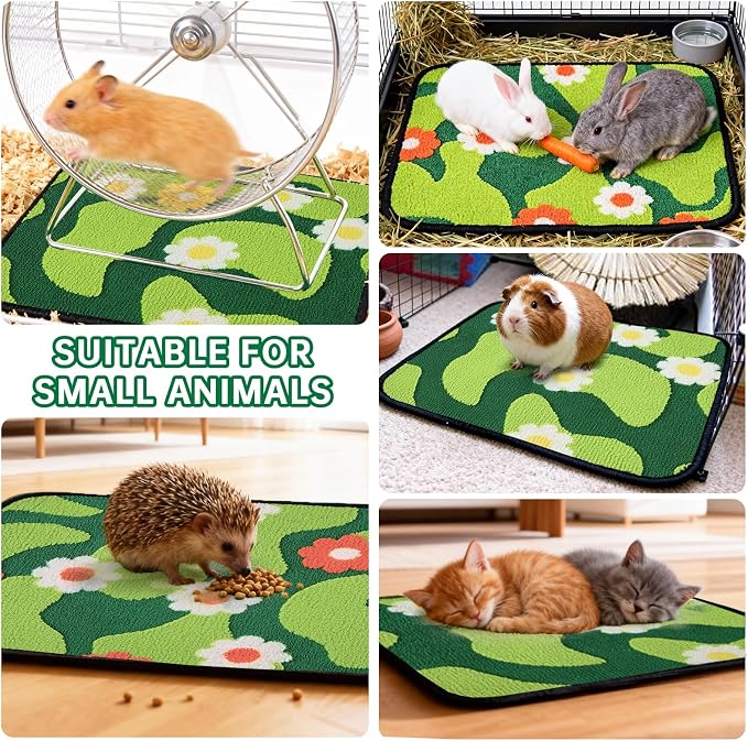 Qeils Reusable Puppy Pads for Small Dogs, Washable Pee Pads with Non-Slip , Absorbent Leakproof Mat for Crates, Playpens, Pet Beds & Whelping, Indoor Potty Training Grass Green, 14"x18", 2 Pack