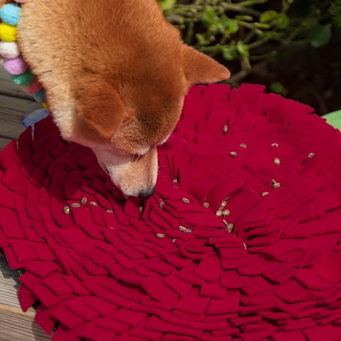 Snuffle Mat for Red Dogs Apple 22"×18" Large Washable Slow Feeder Interactive Puzzle Toy for Encourages Foraging Skills Stress Relief Boredom Buster for Small Medium Large Dogs Cats Pets