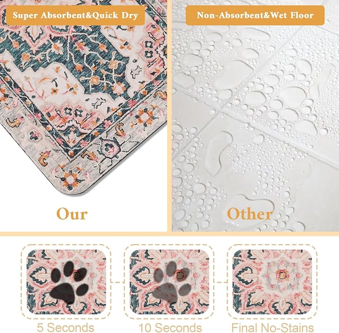 Dog Food Mat for Floors Waterproof Quick Dry Pet Placemat Cat Feeding Bowls Mats for Food and Water, Eco-Friendly Dog Accessories Diatomite Pets Supplies 17" X 30"