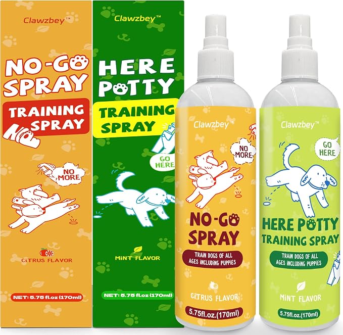 Dog Potty Training Spray Set, No-Go Spray & Here Potty Training Spray, Puppy Essentials, Stops Urination & Marking (5.75 fl oz, 2 Pack), Ideal for Multi-Dog Households