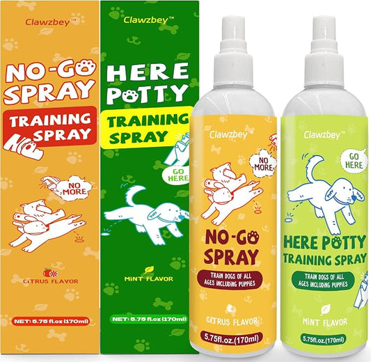 Dog Potty Training Spray Set, No-Go Spray & Here Potty Training Spray, Puppy Essentials, Stops Urination & Marking (5.75 fl oz, 2 Pack), Ideal for Multi-Dog Households