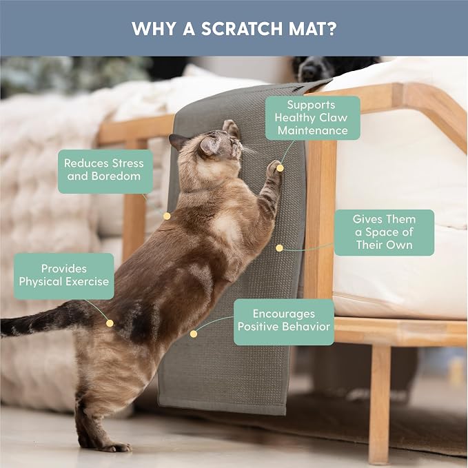 The Cat Ladies Cat Scratch Furniture Protector Mat - Couch Protector from Claws - Anti Scratch Furniture Protectors from Cats Scratching - Sisal Scratcher Pad - Couch Cover Carpet - Grey