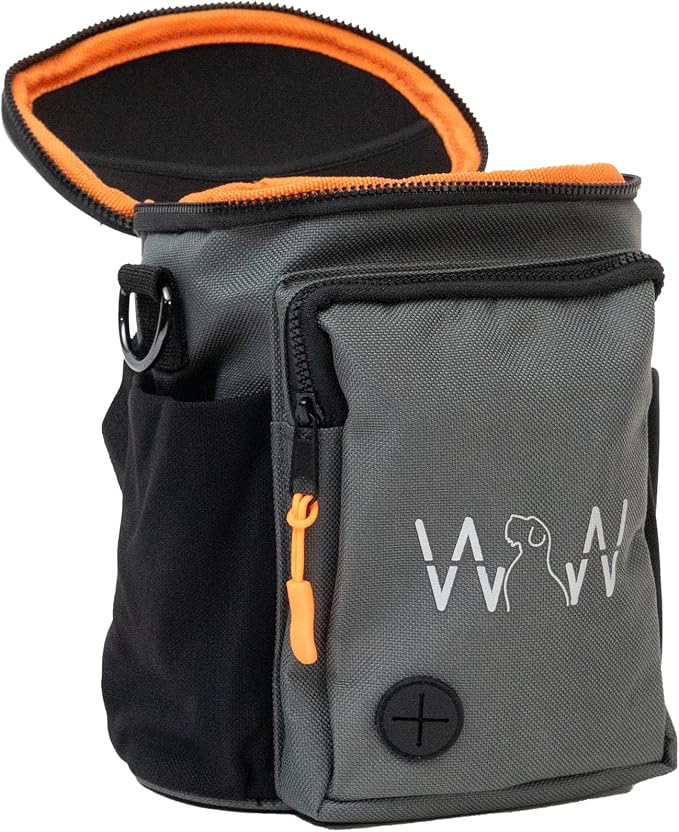 Quickdraw XL Dog Treat Pouch – Multipurpose Training Bag with Waste Bag Dispenser, Phone Pocket, Water Bottle Holders and 3-Way Strap – Durable and Reflective (Orange)