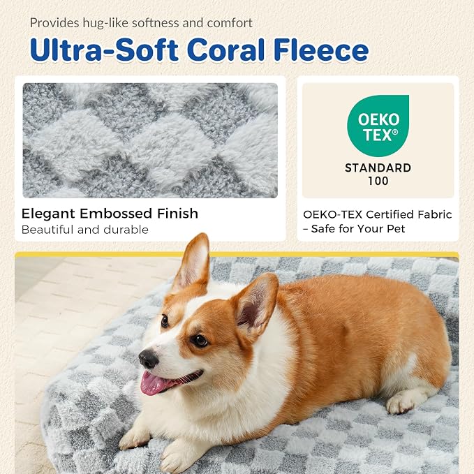 ABCPET Cat Bed Cats Couch for Puppy and Kitten, Fluffy Pet Couch Small Dog Sofa Bed, Supportive Cat Sofa for Indoor Cats, Washable Cover & Non-Slip, 26 inch, Grey