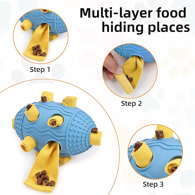 Dog Snuffle Ball-Interactive Dog Chew Toy with Natural Rubber Soccer Design, Dog Puzzle Toy that Promotes Cognitive Development, Slow-Feed Dog Treat Dispenser for Luxury Pet Toys