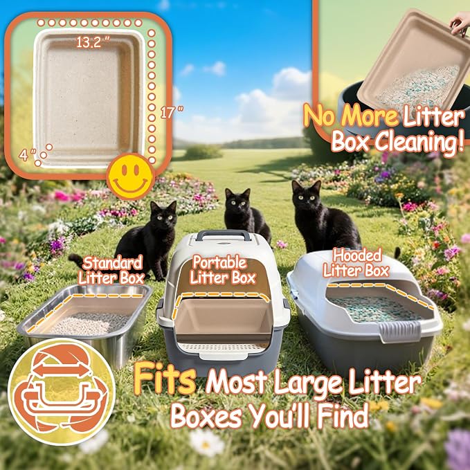 Disposable Litter Boxes for Cats Leak-Proof: 20-Pack Odor Control Sustainable Large Kitty Tray for Travel/Indoor Use