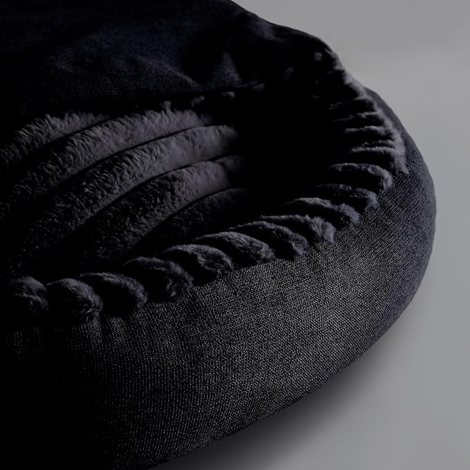 Riverbrook Home Everett Covered Round Cuddly Pet Bed, Black, Medium