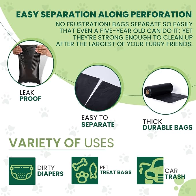 Dog Waste Bags 8000 Count - Replacement Doggie Poop Bags for Outdoor - Thick, Leakproof, Odor Control and Tear Resistant