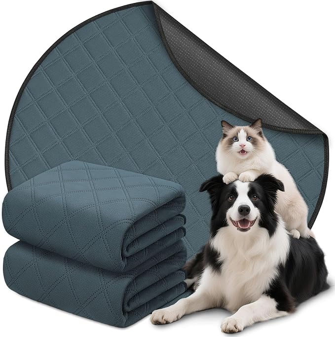 Siedihit Washable Reusable Pet Pee Pads, Absorbent Non-Slip Training Mat for Dog Cat Rabbit Puppy Kitten, Whelping Playpen Crate Bed Cage Home Indoor Outdoor (Large - 2pack, Round)