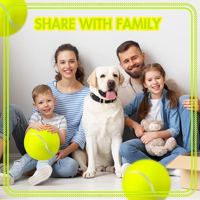 Sratte 6 Pieces Large Giant Tennis Ball for Dogs 9.5'' Inflatable Large Dog Toy Balls for Indoor Outdoor Training Playing Sports (Fluorescent Yellow)
