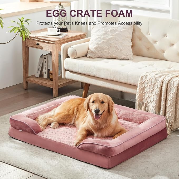 FURTIME Orthopedic Dog Bed for Medium Size Dog, Waterproof Dog Beds, 35x25x6.5 Supportive Foam Pet Couch Bed with Removable Washable Cover and Nonskid Bottom
