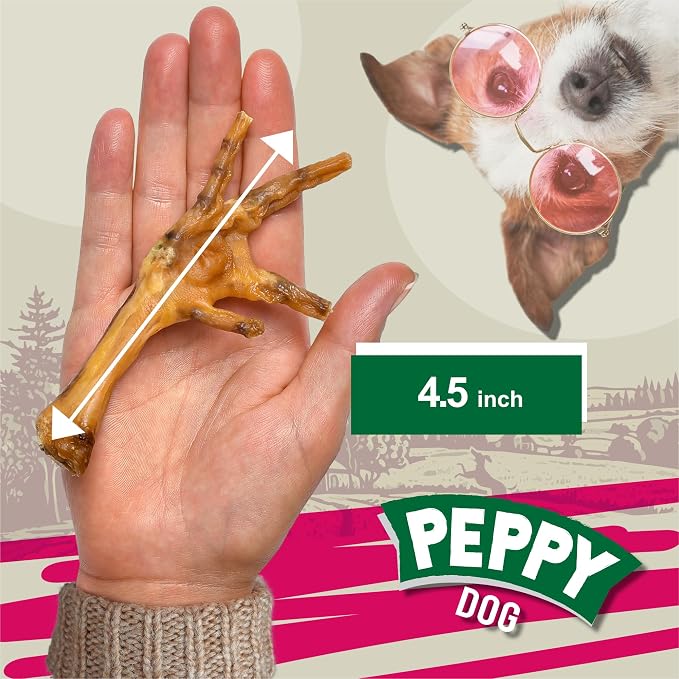 All Natural Chicken Feet Dog Treats (20 pcs) | Dehydrated for Freshness | Supports Joint Health with Glucosamine and Chondroitin | Promotes Dental Hygiene | Perfect for Small and Medium Dogs
