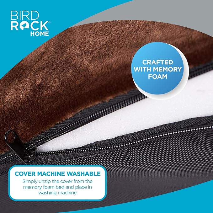 BIRDROCK HOME Memory 3" Memory Dog Bed | Ultra Soft Plush Pet Bed | Pet Mat (34 x 22, Brown)