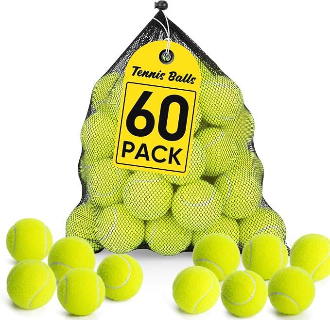 Treeroot 16/30/40/60 Pcs Tennis Balls, High Elasticity Tennis Balls Bulk, Comes with a Portable Mesh Bag, Tennis Ball for Dogs, Suitable for Beginner Training Ball, Durable & Bounce