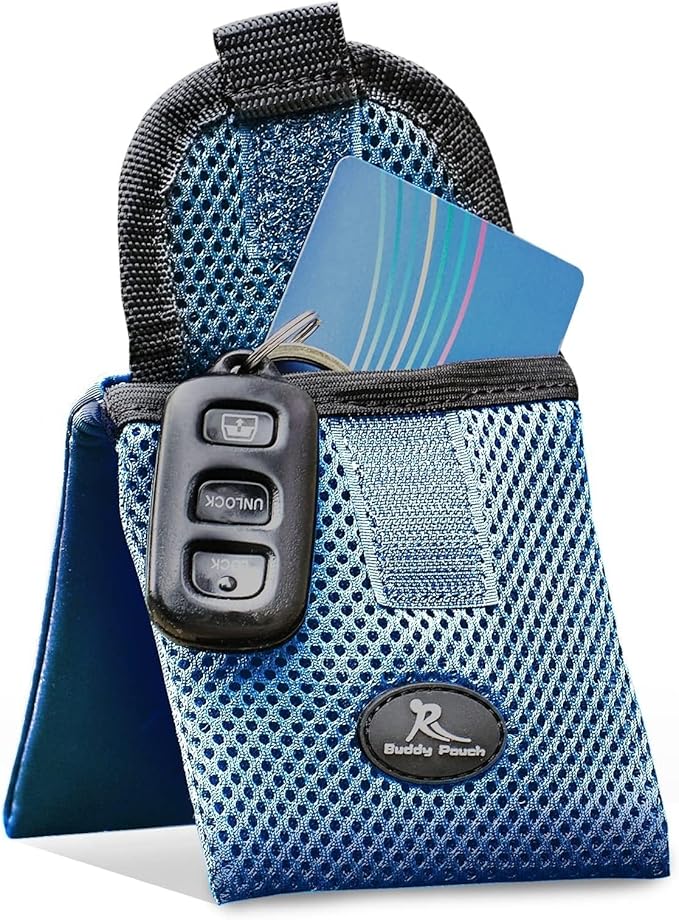 Running Buddy Fanny Pack Waist Pouch - Water-Resistant Gym Belt - Magnetic Closure Waist Belt - Bounce-Free Fit Fanny Pack for Men - 3.75 x 4 in, Mini Blue