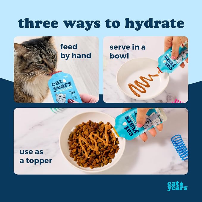 Cat Years Daily Lickable Cat Treat, Squeezable Hydration Booster, Supplement for Cats (Chicken & Tuna (Pack of 28))