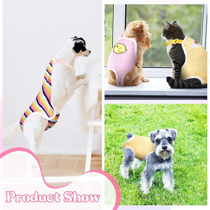 Nuanchu 3 Pcs Female Dog Diaper Sanitary Panties with Adjustable Suspender, Washable Reusable Doggie Diapers for Small Medium Large Dog in Heat Period Menstrual Pet Cats Ducks(Cute Pattern,XL)