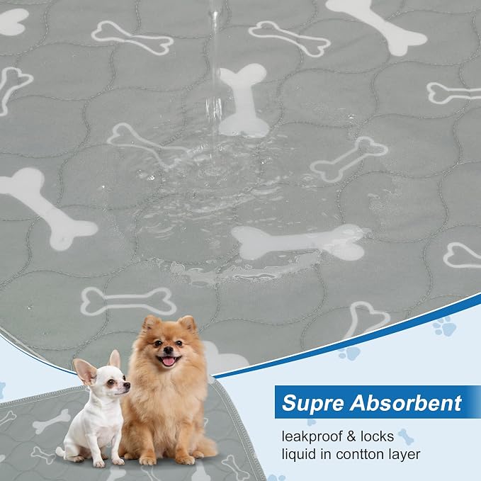 Unique Bargains Washable Pee Pads for Dogs, Reusable & Leak-Proof, Puppy Pad for Pet Training, Crate, Car, Medium, Gray