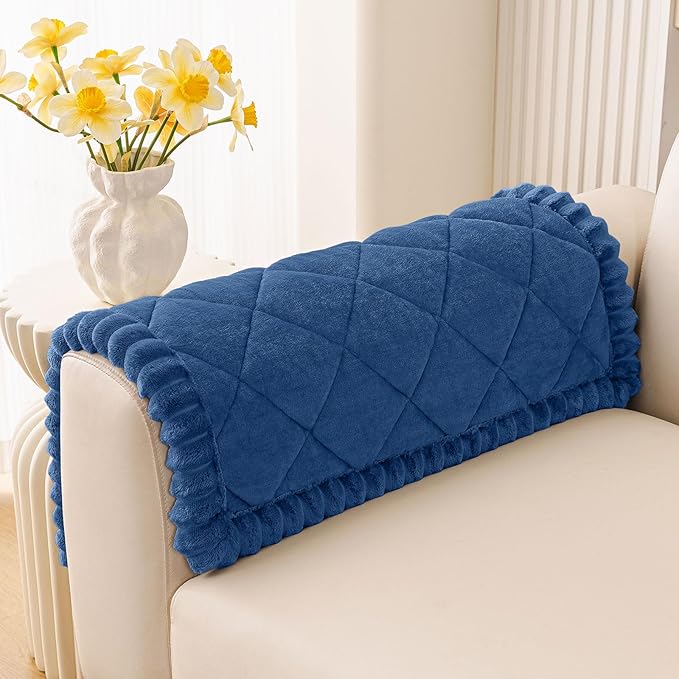 Smiry Couch Cover for Dogs, Non Slip Washable Pet Sofa Protector for Large Dogs, Cats, Fuzzy Plush Sofa Covers Backrest & Armrest, Against Fur, Dirt & Scratch Resistant, Navy, 20"×24", 2 Pack