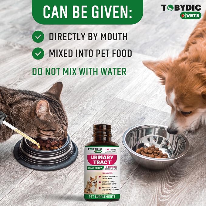 Cat & Dog Natural UTI Support & Urinary Tract Infection Treatment with Cranberry - Kidney + Bladder Support Supplement - Best for Urine Incontinence - Pet Renal Health (2 Pack (60ml + 60 ml))
