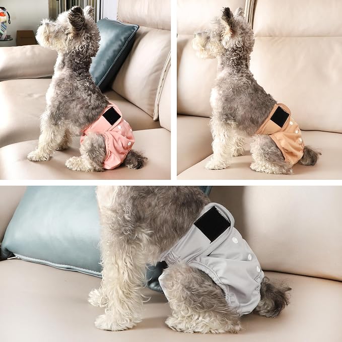 wegreeco Washable Dog Diapers Female Highly Absorbent Reusable Diapers for Doggie in Heat Dog Period for Heat Cycle, 3 Pack (Small)