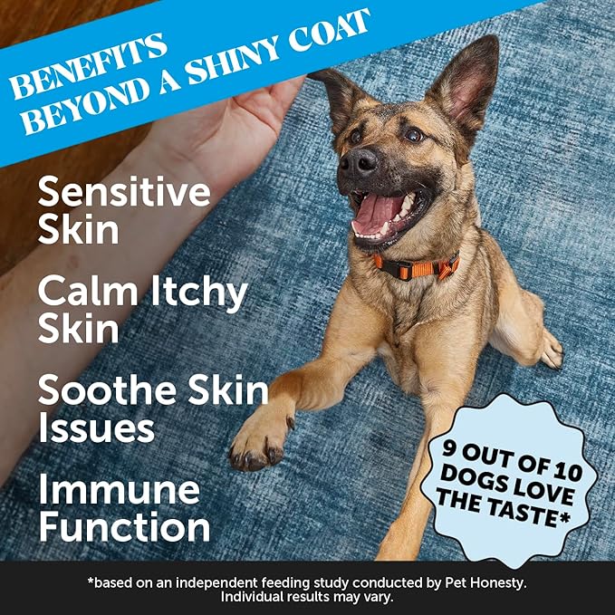 Omega 3 for Dogs Skin and Coat Supplement - Salmon Oil Fish Oil Chews for Itchy Skin Relief, Dry Skin, Shedding Control & Shiny Coat - Dog Vitamins with Biotin & Vitamin E (Salmon, 90 Ct)