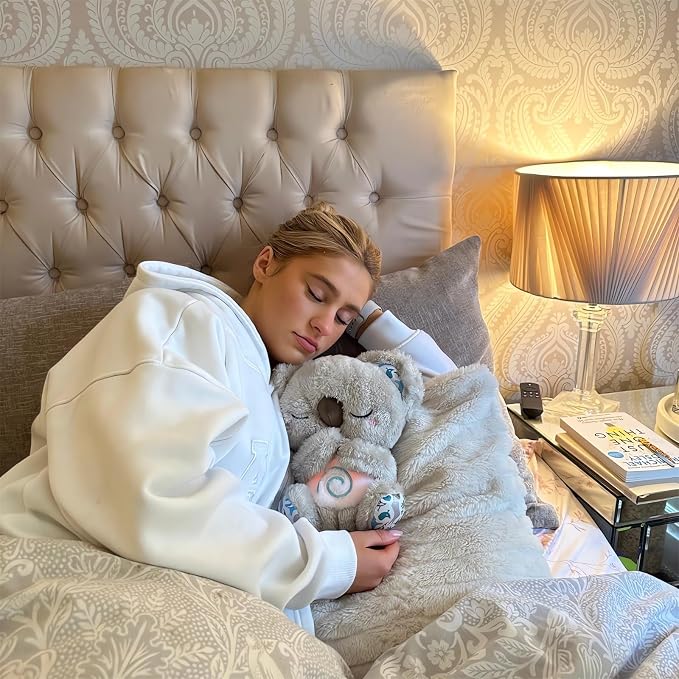 The Relief Koala Sleeping Plush Breathing, Koala Breathing Stuffed Animal Evoraco Soothing Evora Anxiety Relief Koalas Calm Sleeping Buddy Mush Plush with Heartbeat (1PC)