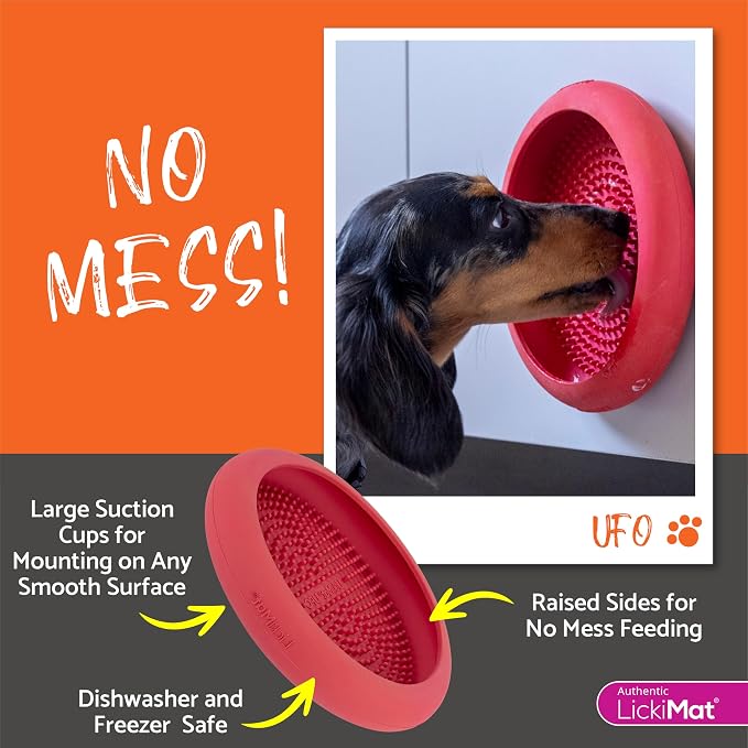 LickiMat UFO Purple - Perfect Bathing and Shower Ditractor. Natural Rubber LickiMat with Soother Nubs. runny Treats. Unique Food and Dribble Catcher Design. Suitable for All Flat Surfaces.