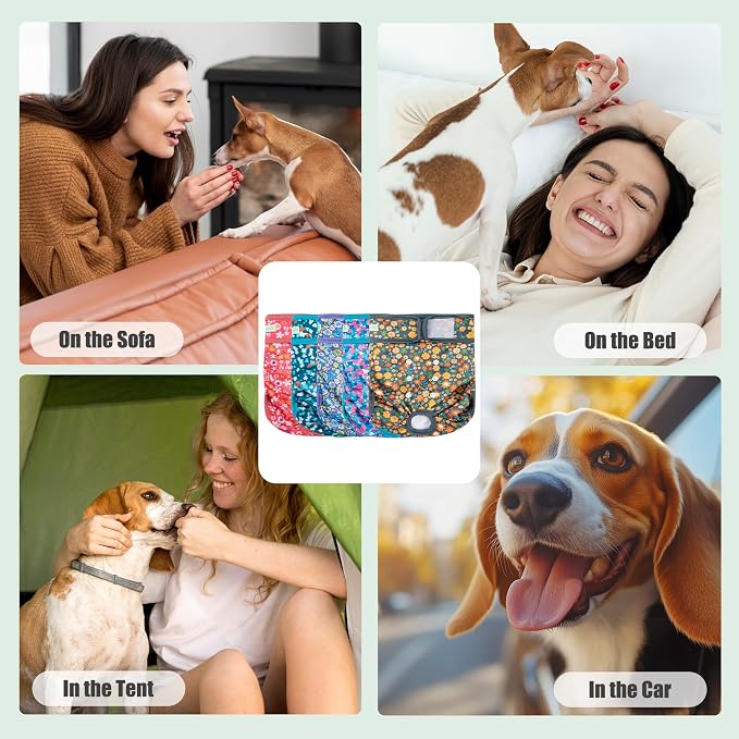 wegreeco Female Dog Diapers, Washable Reusable Pet Puppy Doggie Diapers for Small Medium Large Female Dogs in Heat Period, Doggy Period Panties, 5 Pack, Large, Small Floral Pattern