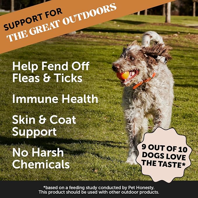 Outdoor Defense Natural Flea and Tick Prevention for Dogs Supplement - Dog Chews to Deter Seasonal Pests with Garlic, Apple Cider Vinegar, Coconut Oil and Brewer's Yeast (Hickory Bacon, 90 Ct)