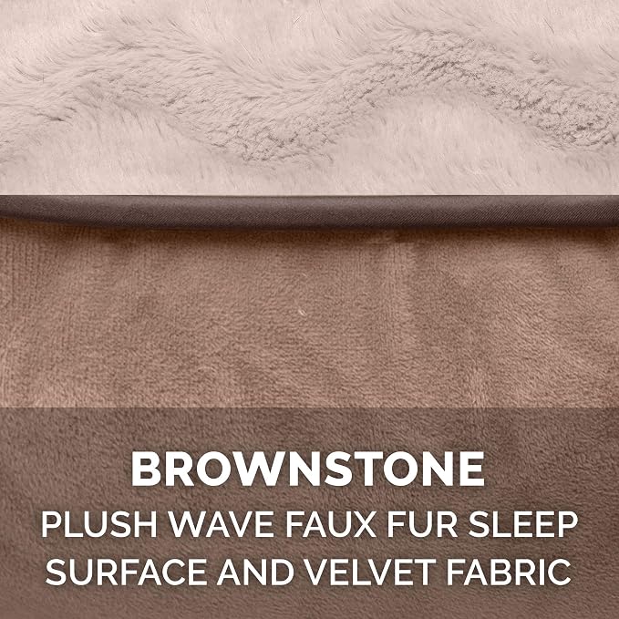 Furhaven Replacement Dog Bed Cover Perfect Comfort Plush & Velvet Waves Sofa-Style, Machine Washable - Brownstone, Large