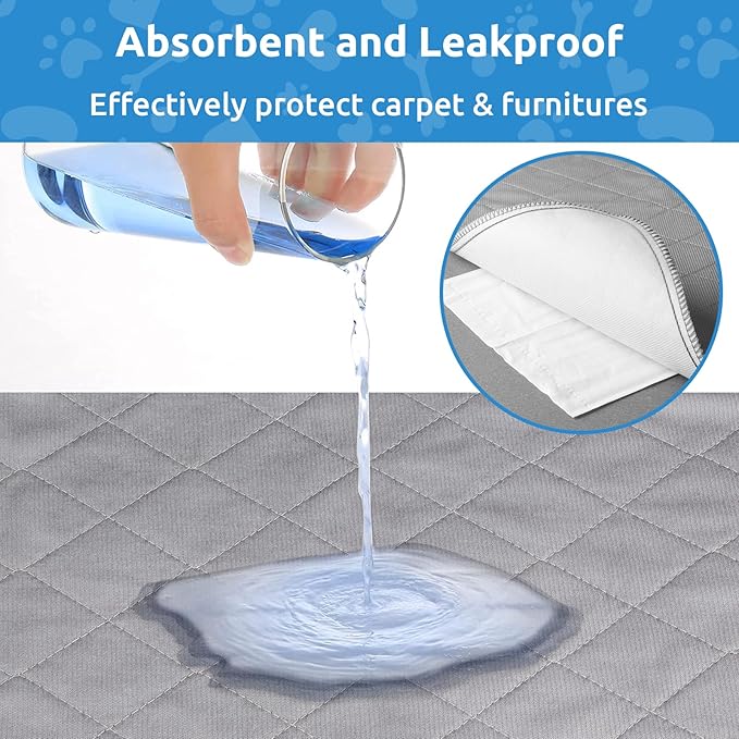 Washable Reusable Dog Pee Pads, 48"x65" Absorbent & Waterproof Puppy Training Pad for Crate, Playpen & Carpet, Large Potty Pads for Dogs, Cats & Small Pets