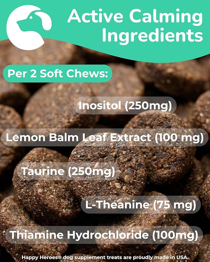 Clever Calming Chews for Dogs, 100% Natural Dog Supplement, For Anxiety Relief, Helps Stress, Fear, Hyperactivity, Reactivity, Beef Flavor Calming Dog Treats, Made in USA, 60 Soft Chews
