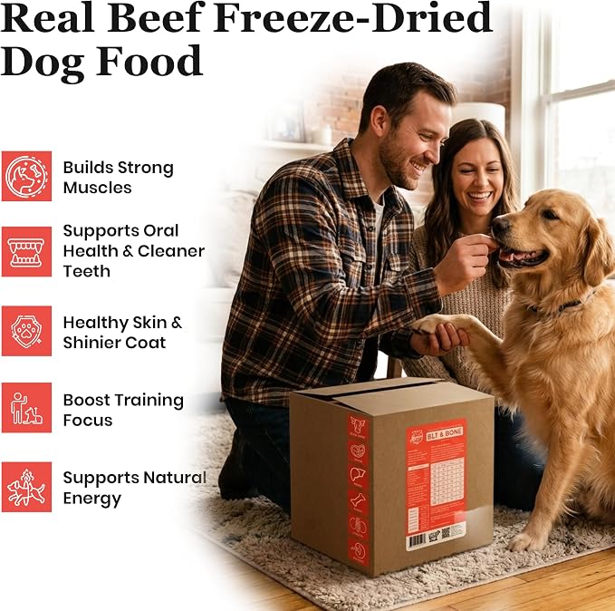 Freeze Dried Raw BLT & Bone Dog Food (3 Lb), Beef Liver and Tripe Recipe with Ground Bone, High Protein Freeze Dried Dog Food and Topper for Dog's of All Life Stages, Made in USA
