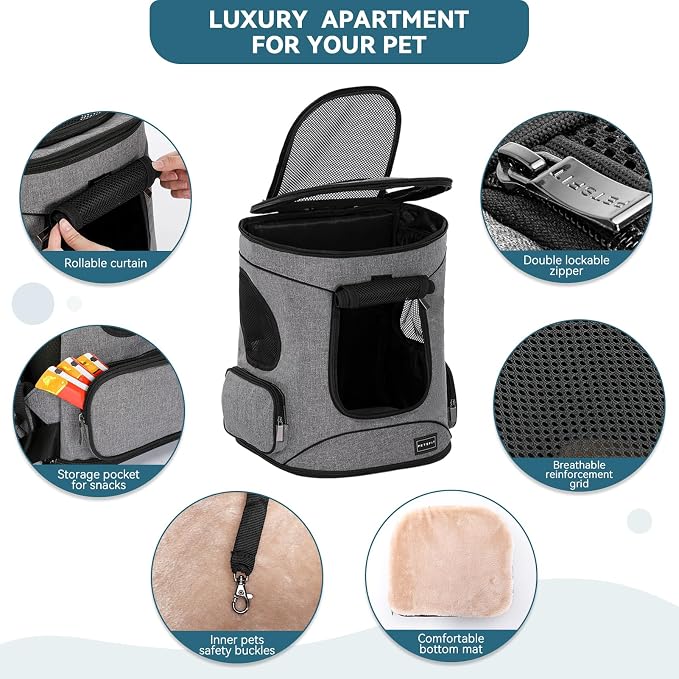 Petsfit Pet Backpack Carrier with Upgrade Waist Cushion Design to Better Fit the Waist, Suitable for Small and Medium Cats, and Rabbits up to 18 Pounds