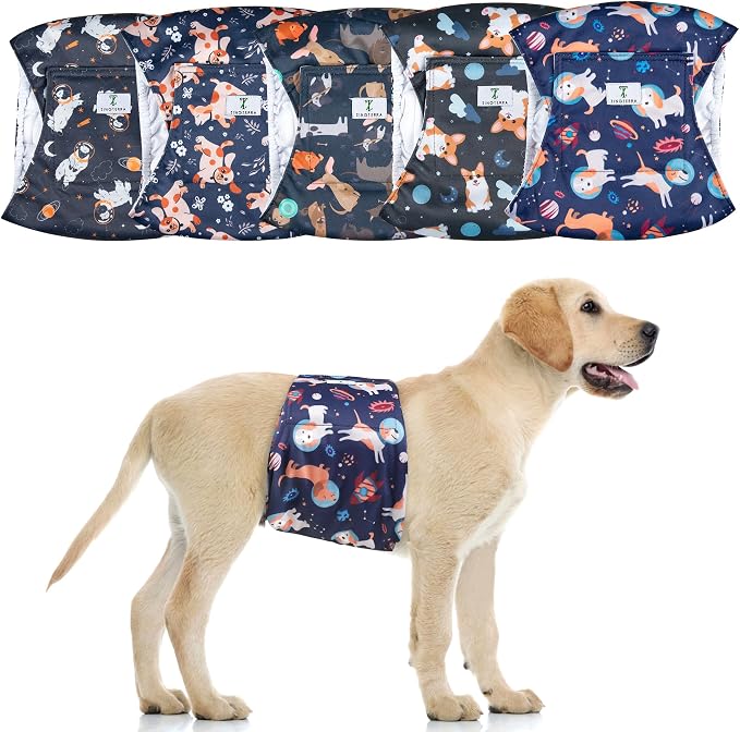 Dog Diapers Male 5Pack,Reusable Leakproof Pet Soft Dog Belly Band Wraps,High Absorbency Male Dog Diaper,Wider Washable Belly Band for Doggy Incontinence and Puppy Training