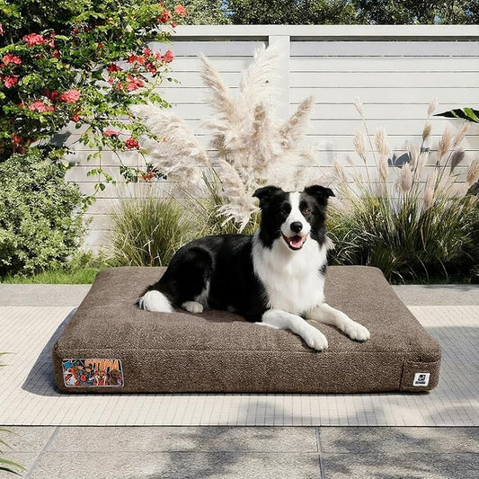Sytopia 36 Inch Indestructible Durable Dog Beds for Large Dogs, Chew Proof Waterproof Pet Crate Pad with Machine Washable Removable Cover, Great for Indoor, Outdoor, Crate, Patio Use, Brown