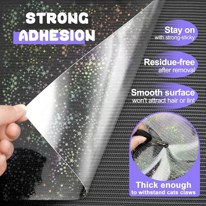 JINVOGREEN Iridescent Cat Scratch Furniture Protector, 160" x 12.4" Clear Anti Cat Scratch Protector, Thickened Self-Adhesive Furniture Cat Scratch Protector