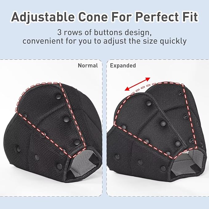 Soft Dog Cone for Medium Size Dogs,Breathble Adjustable Dogs Recovery Collar After Surgery,Protective Elizabethan Cones,E Collar Alternative to Stop Licking,Comfortable Dog Cones,Black,M