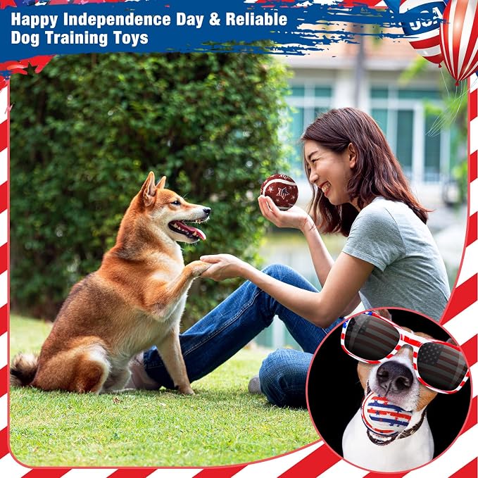 Libima 36 Pcs Dog Tennis Balls 2.5 Inches Toy Ball for Small Medium Large Dogs Durable Teething Chew Toys for Aggressive Dogs Exercise Training Catching, 3 Styles (4th of July)
