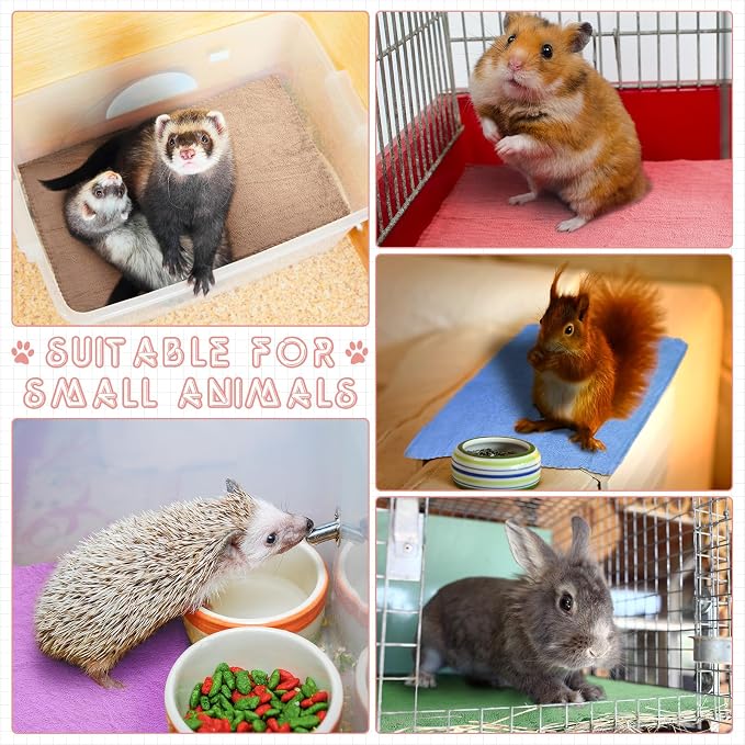 SmoothNovelty 5 Pcs Waterproof Guinea Pig Blankets Washable Small Animal Pee Pad Pet Blanket Sleep Bedding Mats Absorbent Guinea Pig Cage Liner Reusable Pet Sleep Pad(Colorful,12" X 12",Classic)