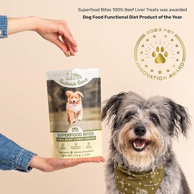 BADLANDS RANCH by Katherine Heigl – Superfood Bite Freeze-Dried Raw Beef Liver Dog Treats – High Protein Single-Ingredient Snacks for Training, Rewards & Daily Wellness