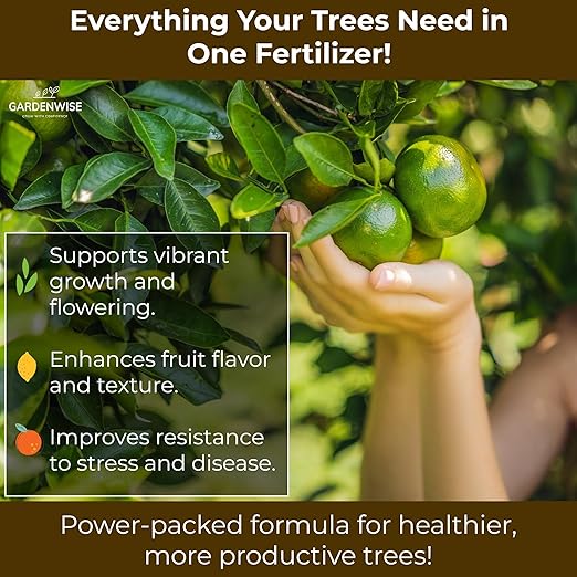 GARDENWISE Professional Citrus Fertilizer + Vital Micronutrients; Perfect Balanced NPK for All Citrus; for Indoor and Outdoor Plants; Orange, Lime, Avocado and Lemon Tree Fertilizer (4 QUARTS)