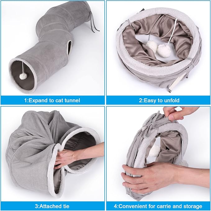 Ownpets Cat Tunnel T-Shape and S-Shape for Cat Kitten Kitty Puppy Rabbit