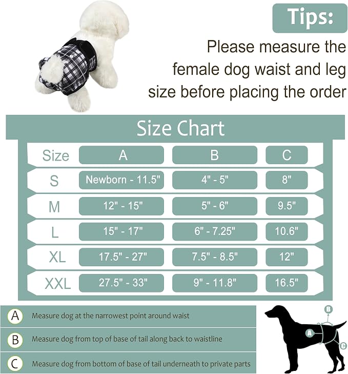 Female Dog Diapers 5Pcs - Premium Reusable Diapers for Doggie in Heat - Highly Absorbent Dog Diapers Female for Pet Incontinence with Adjustable Snaps, Black, M