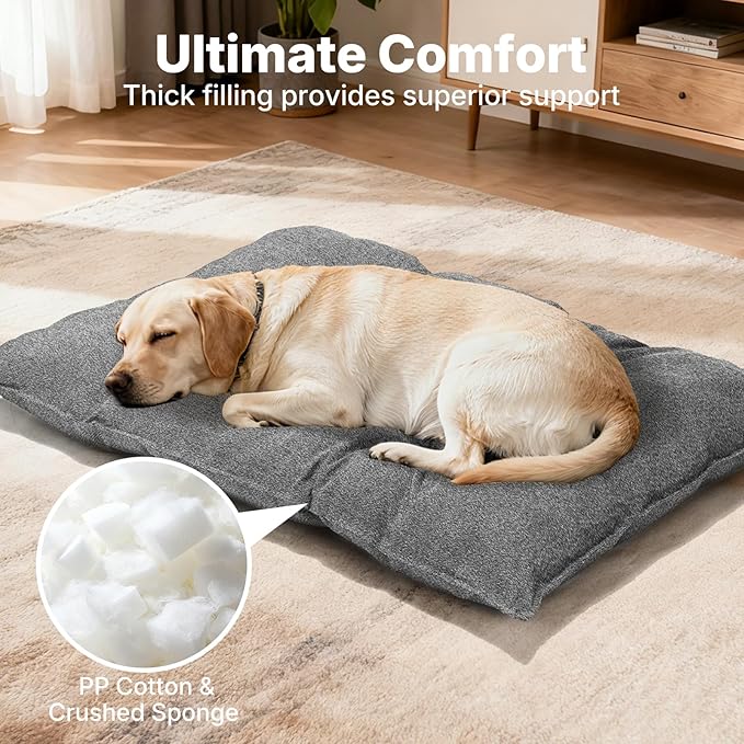 Veehoo Indestructible Dog Bed for Crate, Chew Proof Dog Crate Pad with Reinforced Corners, Small Washable Chew Resistant Pet Mat for Kennel, 24" x 18"